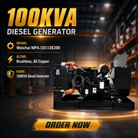Générateur diesel à vendre, type ouvert/silencieux, 100 kVA, commande à distance automatique, super silencieux, panneau ATS AMF, faible consommation de carburant