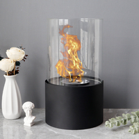 Vente en gros de cheminée ronde noire de 11.5 pouces de hauteur cheminée d'intérieur à l'éthanol bio combustible propre petit foyer décoratif