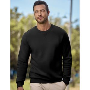 FOXA <b>Mens</b> Cotton Sherpa Lined Sweatshirt Long Sleeve Crewneck Fleece <b>Pullover</b> Fall Winter Casual Wear - Product Image 3
