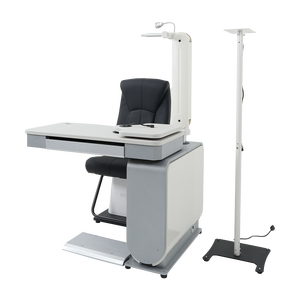 Silla de Diagnóstico Óptico WB-700-2 con Brazo Ajustable y Lámpara de Pie, Blanca y Gris - Product Image 1