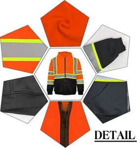 Sweat-shirt de sécurité certifié CE classe 2 ANSI printemps/automne avec bandes réfléchissantes, fermeture éclair, doublure polaire, vêtements de sécurité chauds - Product Image 2