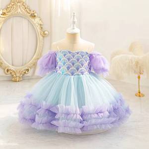 Vestido de Princesa Sirena HESPER para Niñas, con Mangas Abullonadas, de Poliéster, para Fiestas de Cumpleaños, Actuaciones, Halloween y Carnaval - Product Image 2