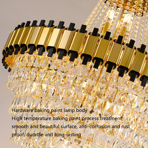 Sang trọng hiện đại <span class=keywords><strong>LED</strong></span> Đèn Chùm Pha Lê chiếu sáng trong nhà màu đen với Big K9 vàng bạc mặt dây chuyền Đèn trang trí - Product Image 4