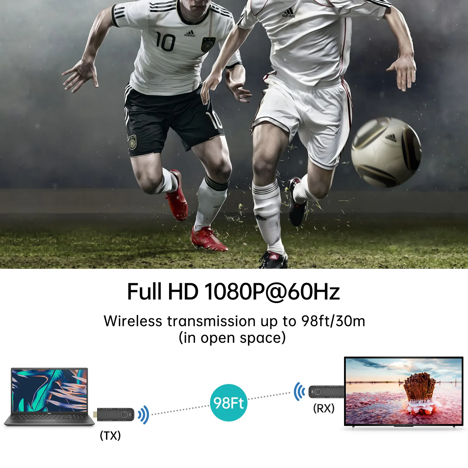 2024 yeni varış kablosuz HDMI verici ve alıcı 30m, MT-VIKI 100ft Full HD 1080p taşınabilir kablosuz genişletici HDMI adaptörü