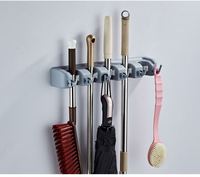 Support mural moderne en plastique noir pour balais, balais à poussière et manches de serpillères, organisateur d'outils pour salle de bain d'hôtel