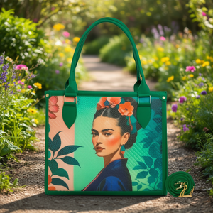 Bolso Tote de Yute Verde para Mujer Fana Flora, con Patrón Floral y Cierre de Hebilla, Bolso de Compras - Product Image 2