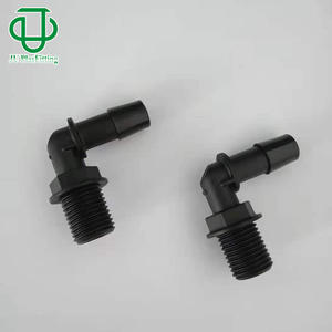 Conector de codo de plástico de nylon JU PlasFitting con rosca NPSM de 1/4-18 para manguera de goma, para uso con fluidos corrosivos - Product Image 1