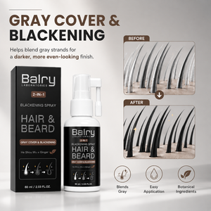 Spray de retouche pour <span class=keywords><strong>cheveux</strong></span> gris Balry pour hommes, couvre les racines, spray colorant pour barbe, applicateur latéral de précision au gingembre He Shou Wu 60 ml Noir - Product Image 1
