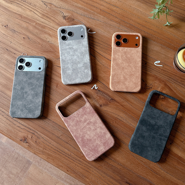 Retro Leather Texture Frameless Bumper Case for iPhone 18 Pro Max 17 Air 16 15 14 Pro Slim Matte Anti-Scratch Shockproof Cover