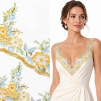 Patch en dentelle florale brodée de sequins blancs, idéal pour les robes Abaya, les tenues de mariage et les accessoires de mode