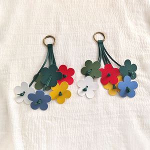 Pu Leather Keychain Cute <b>Bag</b> <b>Charms</b> for Handbag Multi-Colors Flower Pendant Keyring - Product Image 1