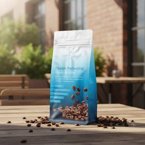 Bolsa de Fondo Plano de Plástico Color Azul <span class=keywords><strong>Mar</strong></span> para Café, con Bolsillo y Cierre de Cremallera para Empaque de Café - Product Image 3
