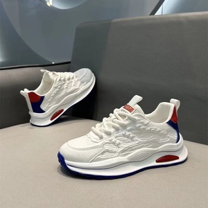 Zapatos Deportivos Casuales para Hombre, con Cordones, Suela Gruesa, Transpirables, de Malla, para Correr, Estilo Dad Shoes, Blancos, Tendencia Nacional, Versátiles - Product Image 3