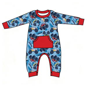 Herfst Winter Baby Meisjes Jongens Kleding Bamboe Slaper Overall Kersttruck Boom Lange Mouw Peuter Jongens Zak Jumpsuit - Product Image 2