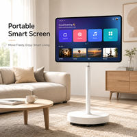 Pantalla Táctil Móvil con Base Rodante, Monitor de TV Inteligente Portátil para el Hogar, Oficina, Fitness y Entretenimiento