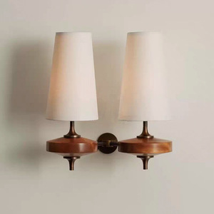 Lámpara de Pared Moderna de Estilo Francés para Sala de Estar con Madera y Pantalla Cónica de Tela Japonesa del Sudeste Asiático, LED para Uso en Sala de Estar - Product Image 5