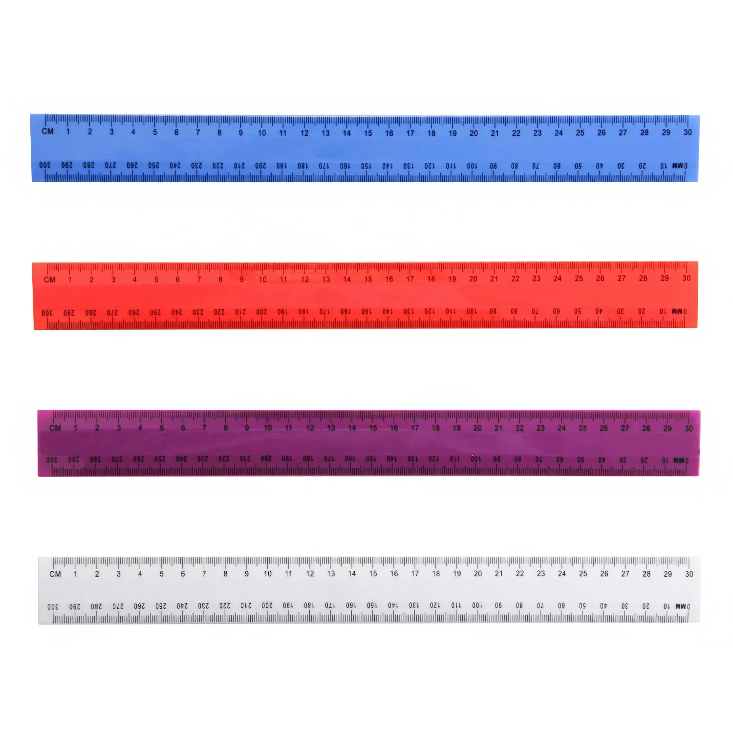 Righelli dritti in plastica colorata con stampa fronte-retro da 30cm, strumento di misurazione del righello metrico per bambini, scuola, ufficio