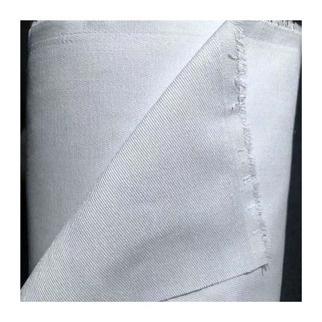 Grosir 100% poliester 3/1 twill dikelantang putih tidak diputihkan seragam kain rumah sakit pakaian kerja