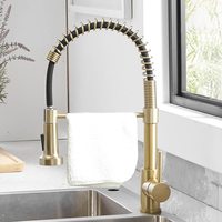 Robinet de cuisine mitigeur personnalisé avec douchette extractible à ressort, eau chaude et froide, classique, 3 trous, montage sur plan, monocommande