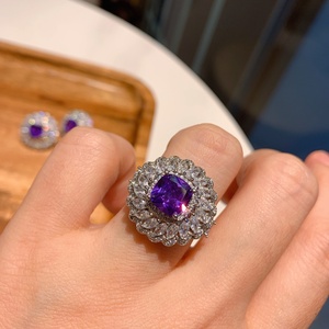 Retro New Arrival Eco-friendly Copper Purple Zircon Necklace <b>Earrings</b> Rings <b>Set</b> Fashion Jewelry 2026 Trendy <b>Sets</b> for Women - Product Image 4