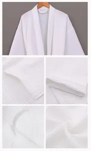 メンズ着物ローブワッフルバスローブ高級綿100% バスローブカスタム刺繍入りホワイトワッフルローブ