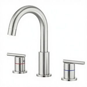 Robinet de salle de bain moderne en acier inoxydable et céramique, monotrou, à montage sur plan, avec mitigeur monocommande et siphon de vidange escamotable, très vendu - Product Image 2