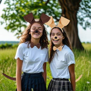 Disfraz de Dálmata para Halloween, Accesorios de Disfraz, Orejas de Perro, Diadema, Nariz, Lazo y Cola, 4 Piezas - Product Image 3