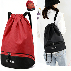 Promotion Custom Logo Gym Drawstring Backpack Waterproof Zipper Thickness Polyester String Sports Drawstring Bag for Basketball