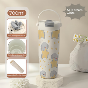 Botol kopi perjalanan mobil, Kustom keramik dalam 316 baja tahan karat dengan pegangan kapasitas besar portabel multi-fungsi - Product Image 5