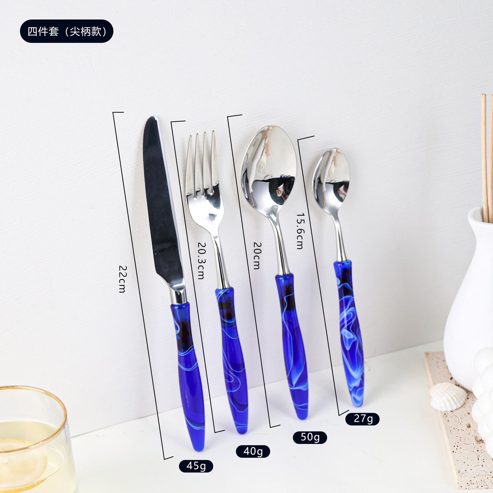 ด้ามจับน้ำเต้าสีฟ้าเมฆพลิ้ว