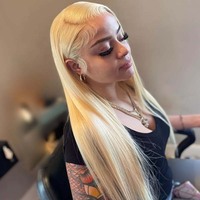 Perruques Lace Front Blondes 13x4 HD en Cheveux Brésiliens Remy, Densité 180%, Lisses, Brun Clair
