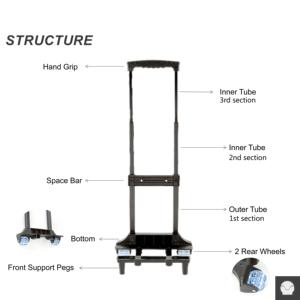 Waterproof Portable Metal Wheeled Handle for Schoolbag and <b>Luggage</b> - Product Image 6