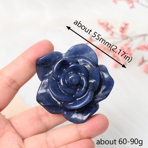 Bán buôn tay tự nhiên chạm khắc Obsidian thạch anh pha lê hoa hồng dễ thương màu hồng thạch anh mini hoa chạm khắc để trang trí - Product Image 3