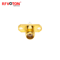 Konektor RF SMA Female Jack 2 Lubang Flange Panel Mount 4mm Isolator Dielektrik PTFE Solder Lurus Konektor RF