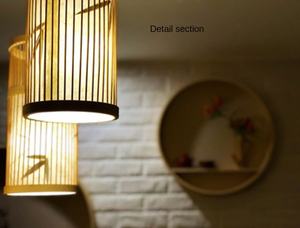 Lámpara tejida natural para restaurante chino, iluminación decorativa, candelabros de bambú de madera, luz colgante creativa de ratán - Product Image 2