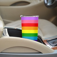 Gobelet isotherme en acier inoxydable de 20 oz, personnalisé arc-en-ciel (version lavande), pour les trajets quotidiens en voiture, les pique-niques à la plage et le camping