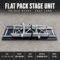 Plateforme de scène pliable en aluminium 1,22x2,44m 1000kg pour événements, facile à transporter