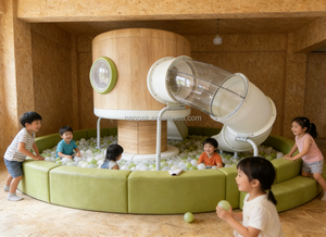 Équipement de terrain de jeu intérieur géométrique naturel, maison pour enfants, tunnel, fosse <span class=keywords><strong>à</strong></span> balles ronde, toboggan rotatif, jeux doux pour café de jeux, garderie, centre commercial - Product Image 6