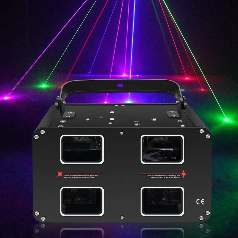 4 Heads 4 Eyes 4 Hole Rgb+yellow Full Color Double Layer Mini Disco Laser Dj Projector Light For Club