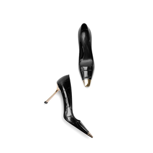 Chaussures <span class=keywords><strong>de</strong></span> mariage classiques <span class=keywords><strong>de</strong></span> créateur, talons en <span class=keywords><strong>fer</strong></span> doré, bout pointu, escarpins blancs en cuir véritable, talons hauts - Product Image 4