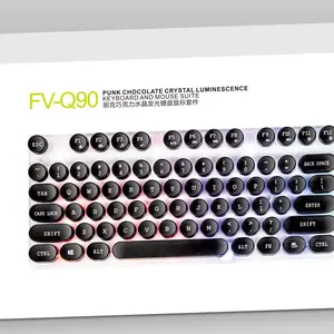 FV-Q90 Wired Luminors Kit Hot-sale Product Punk Cap Gaming Kit Mixed Color Wired USB black whitev104keys