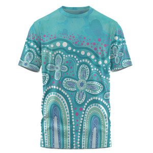 Nuovo arrivo personalizzato verde Australia t-shirt aborigena per gli uomini Dot pittura illustrazione commemorazione culturale usura - Product Image 2