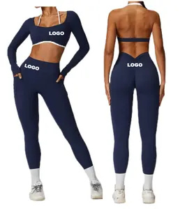 Nueva Venta caliente mujeres compresión elástica suave sin costuras Tie Dye Yoga entrenamiento gimnasio traje Biker Activewear Leggings conjunto para mujeres