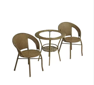 Juego de 1 mesa y 2 sillas de mimbre para jardín al aire libre a la venta - Product Image 4