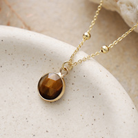 Collier classique en cristal naturel améthyste et œil de tigre, pendentif en forme de fleur plaqué or 18 carats, hypoallergénique, pour anniversaire