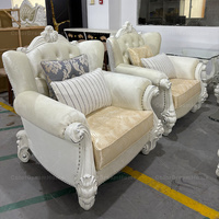Ensemble de meubles de salon européens de luxe, canapé en bois et table basse avec rembourrage en éponge