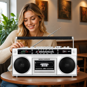 REPRODUCTOR DE MÚSICA RETRO FORTUEN HXD-P6, GRABADOR, REPRODUCTOR DE CÁRTELES TF, REPRODUCTOR DE CÁSSETES, RADIO FM AM SW, BOOM BOX - Product Image 2