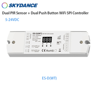ES-D(WT) 5V 12V 24V double capteur PIR + double bouton poussoir WiFi SPI contrôleur pour bande de pixels LED RVB ou blanche Tuya APP contrôle