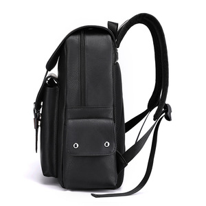 Soft PU Leather Casual <strong>Black</strong> Leather <strong>Backpack</strong> Business Student <strong>School</strong> Bag Multifunctional Daily Commute Laptop <strong>Backpack</strong> - Product Image 2