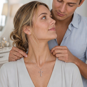 Collar con Cruz <span class=keywords><strong>de</strong></span> Moissanita VVS para Mujer, Plata <span class=keywords><strong>de</strong></span> Ley 925, Colgante <span class=keywords><strong>de</strong></span> Cruz con Flor <span class=keywords><strong>de</strong></span> Rosa, Joyería, Regalos Religiosos Cristianos <span class=keywords><strong>de</strong></span> Pascua - Product Image 4